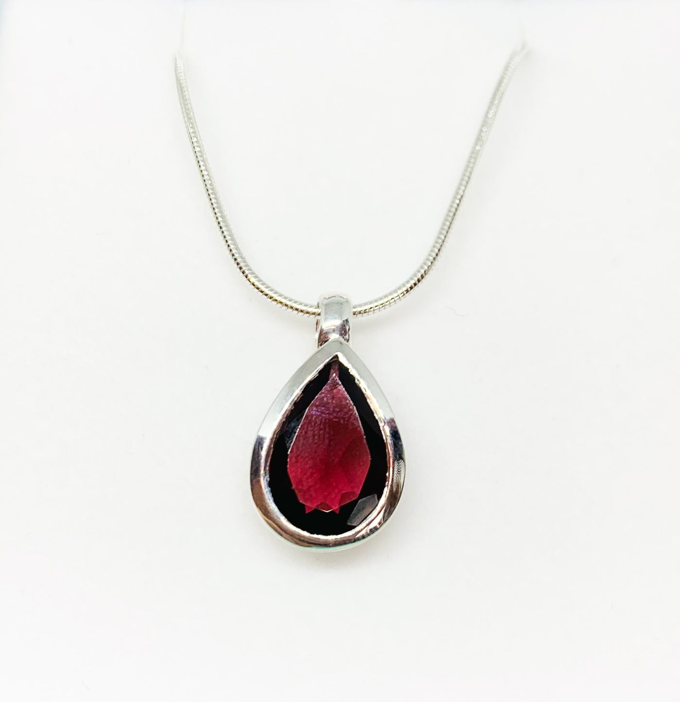 Heavy Teardrop Garnet Pendant