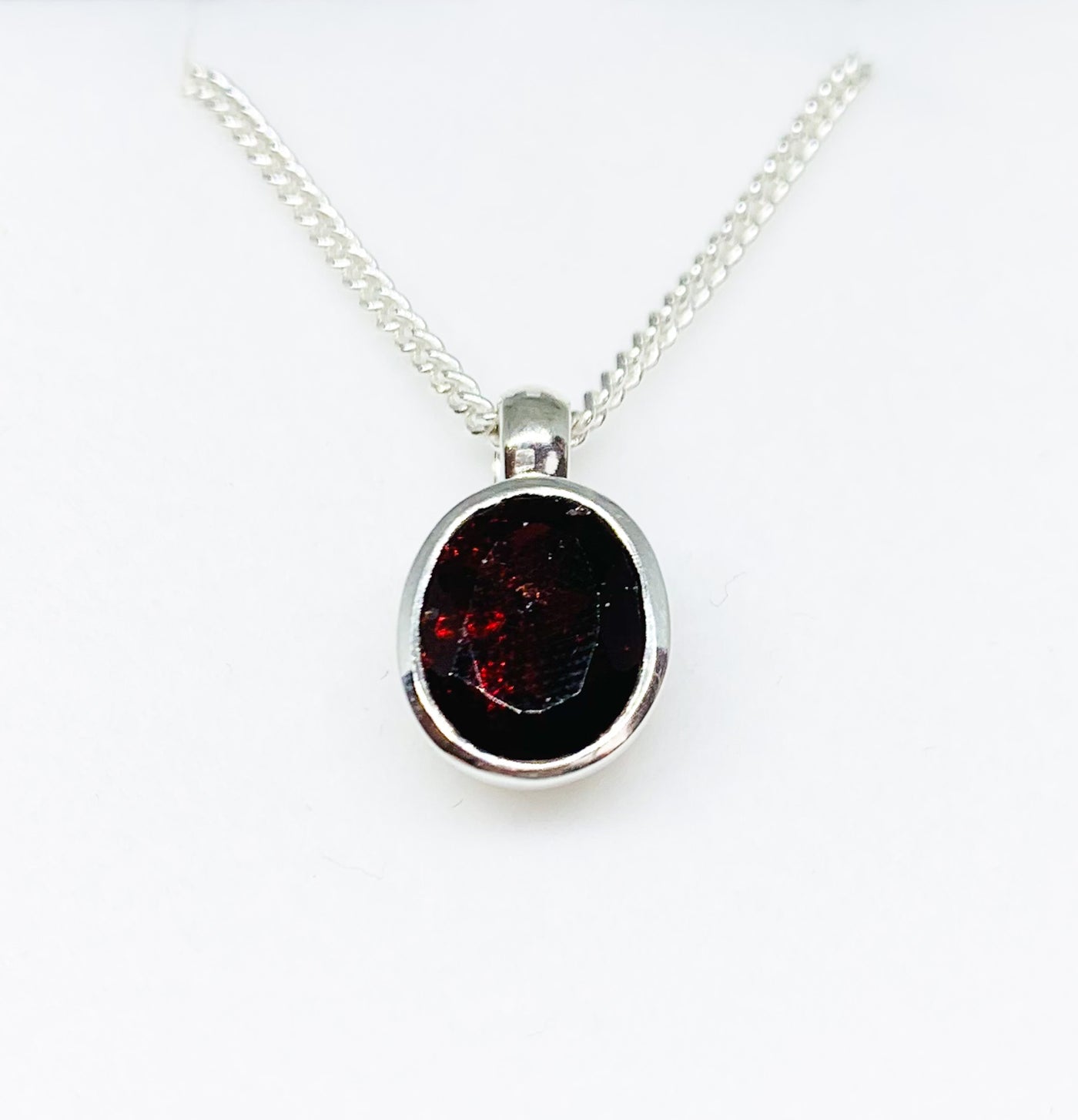 Heavy Oval Shaped Garnet Pendant