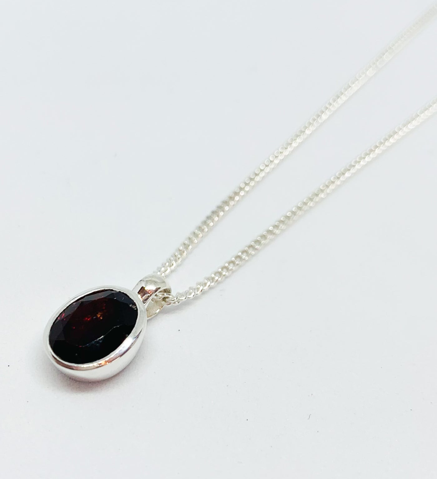 Heavy Oval Shaped Garnet Pendant