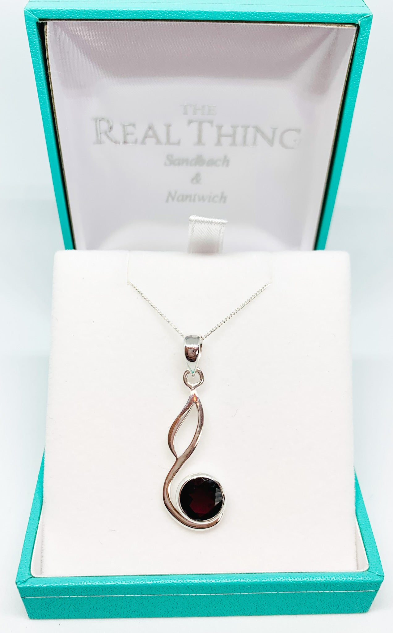 Garnet Round Long Looped Pendant