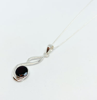 Garnet Round Long Looped Pendant