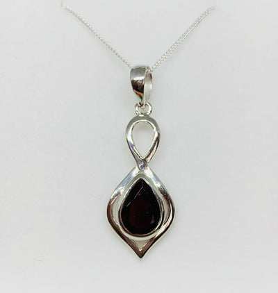 Open Loop Garnet Teardrop Pendant