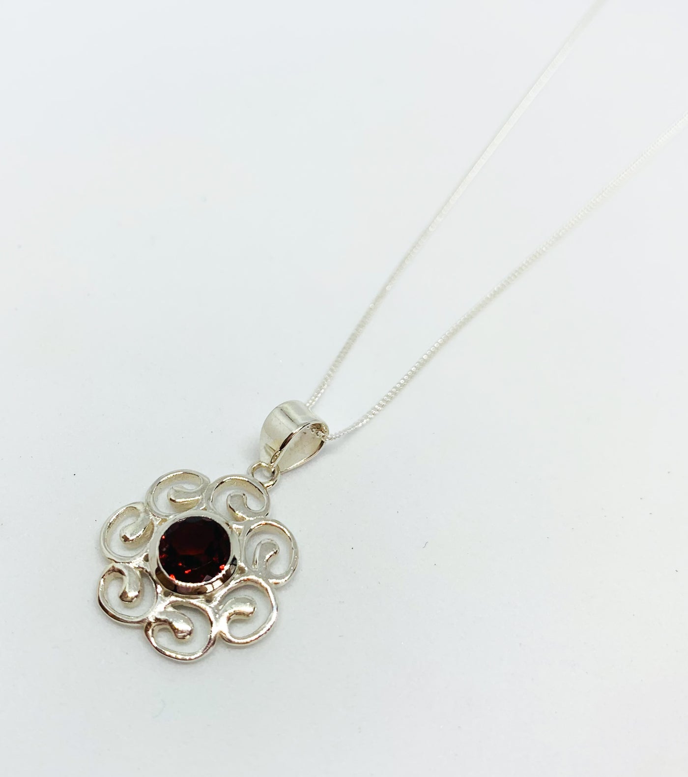 Garnet Flower Pendant