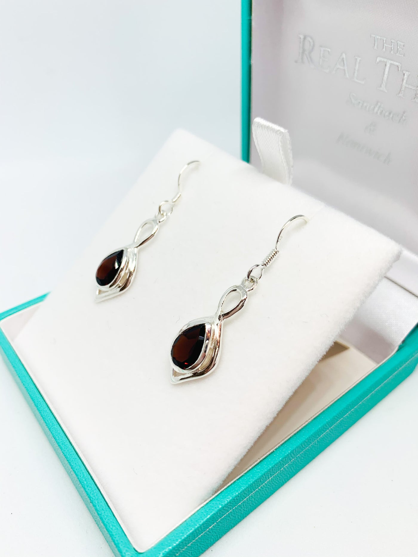 Garnet Teardrop Long Drop Earrings