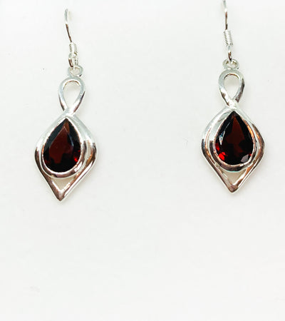 Garnet Teardrop Long Drop Earrings