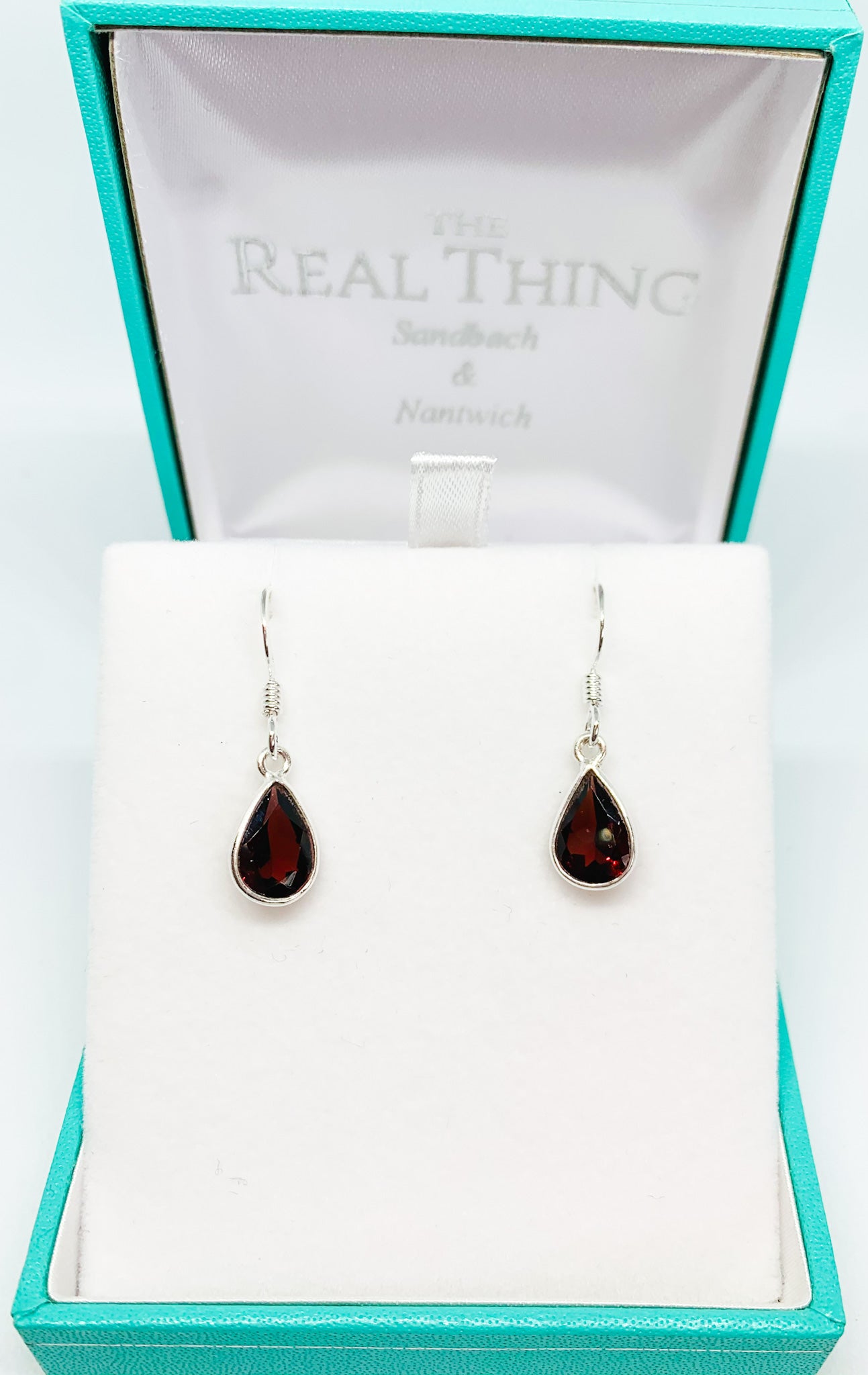 Garnet Facetted Teardrop Drop Earrings