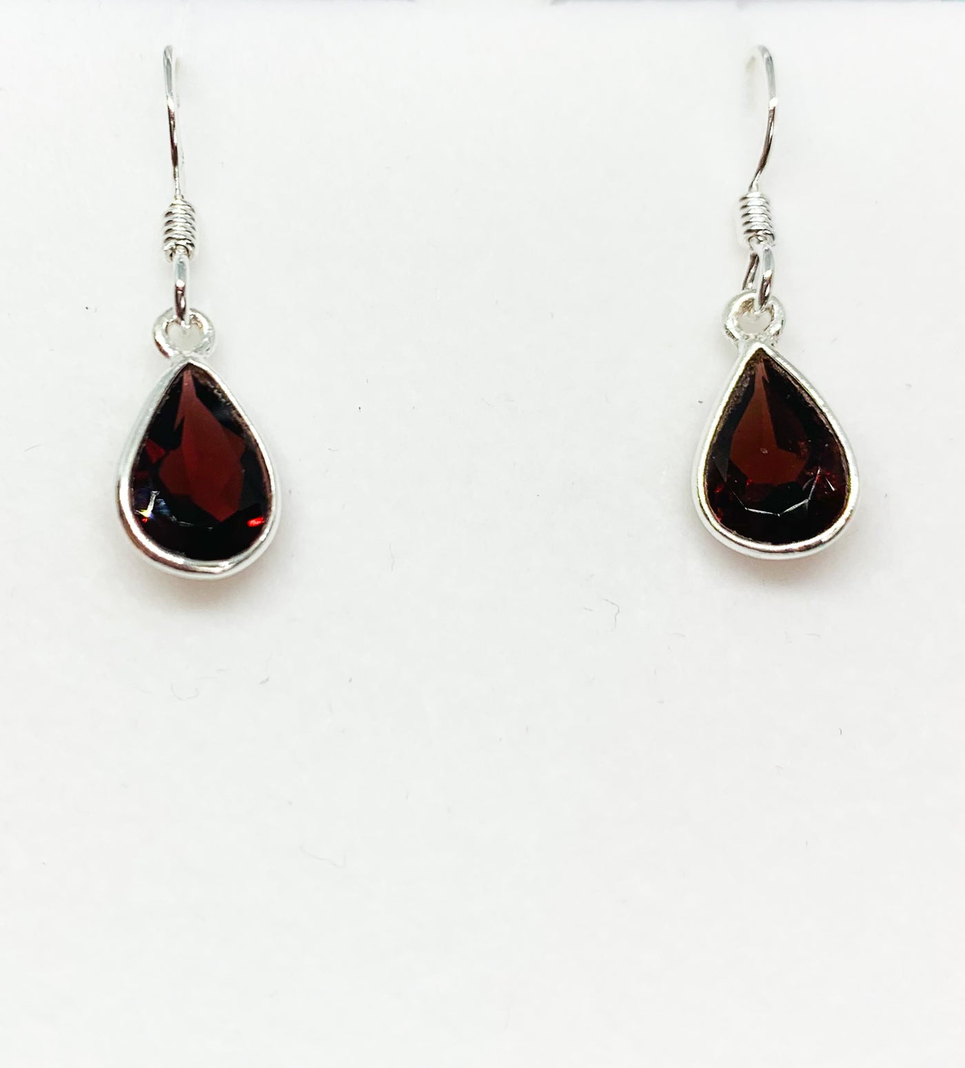 Garnet Facetted Teardrop Drop Earrings