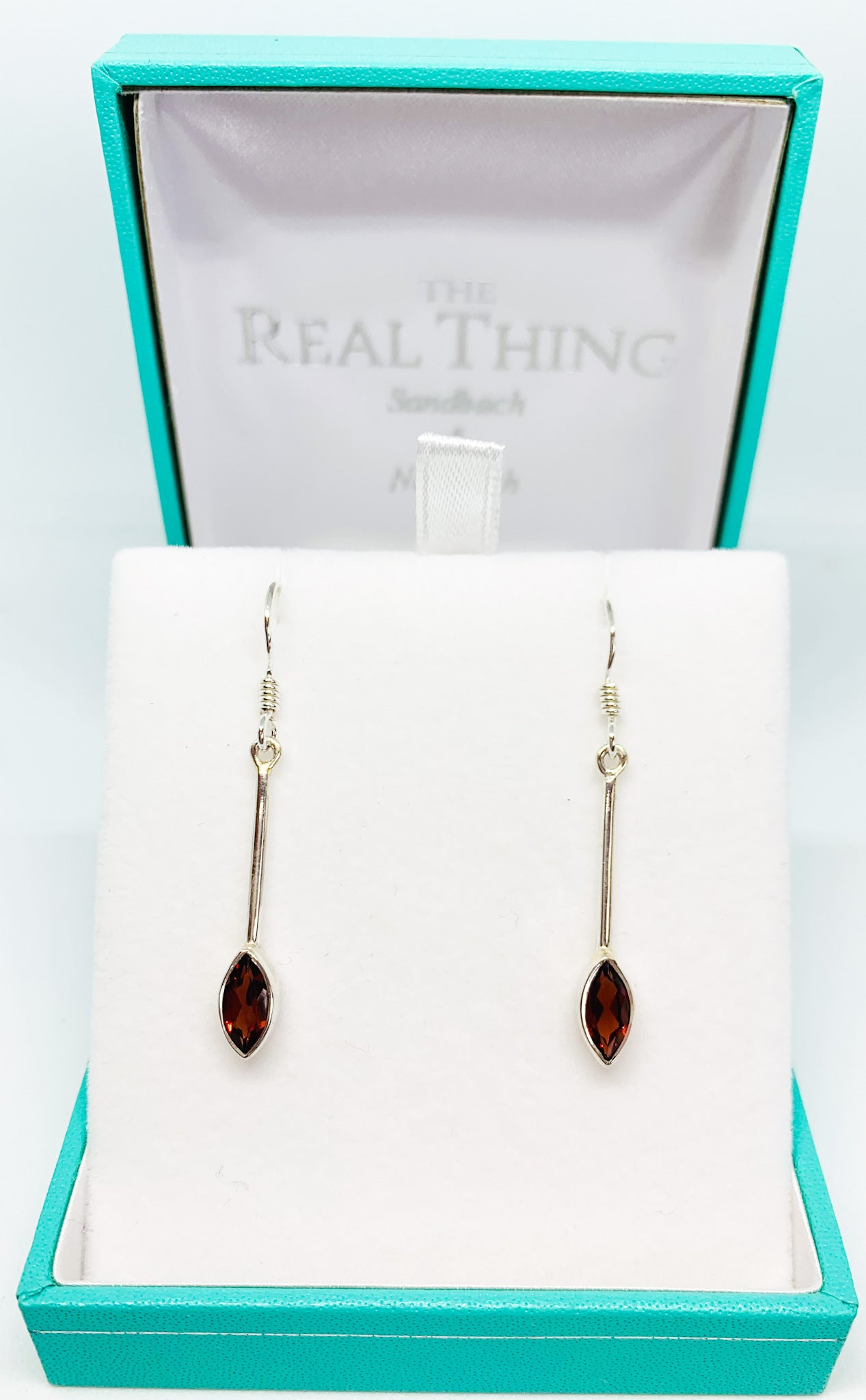 Garnet Marquis Bar Drop Earrings