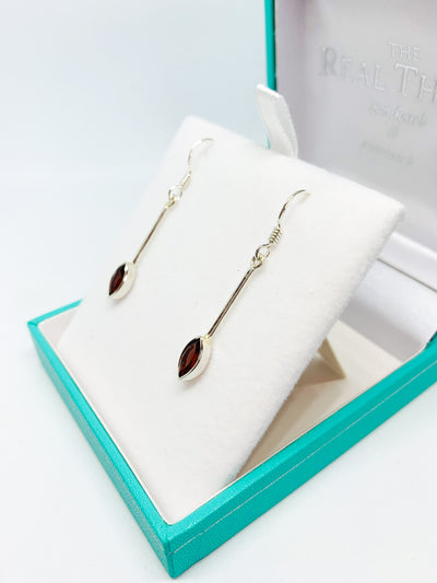 Garnet Marquis Bar Drop Earrings