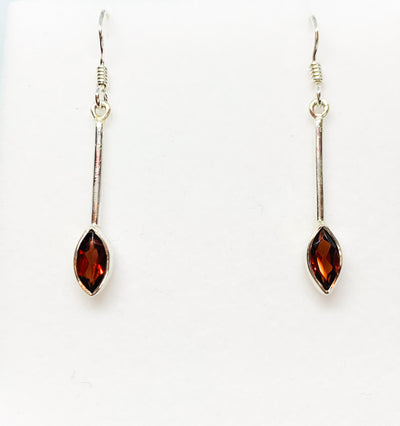 Garnet Marquis Bar Drop Earrings