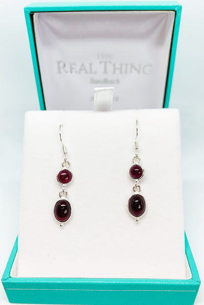 Garnet Double Stone Drop Earrings