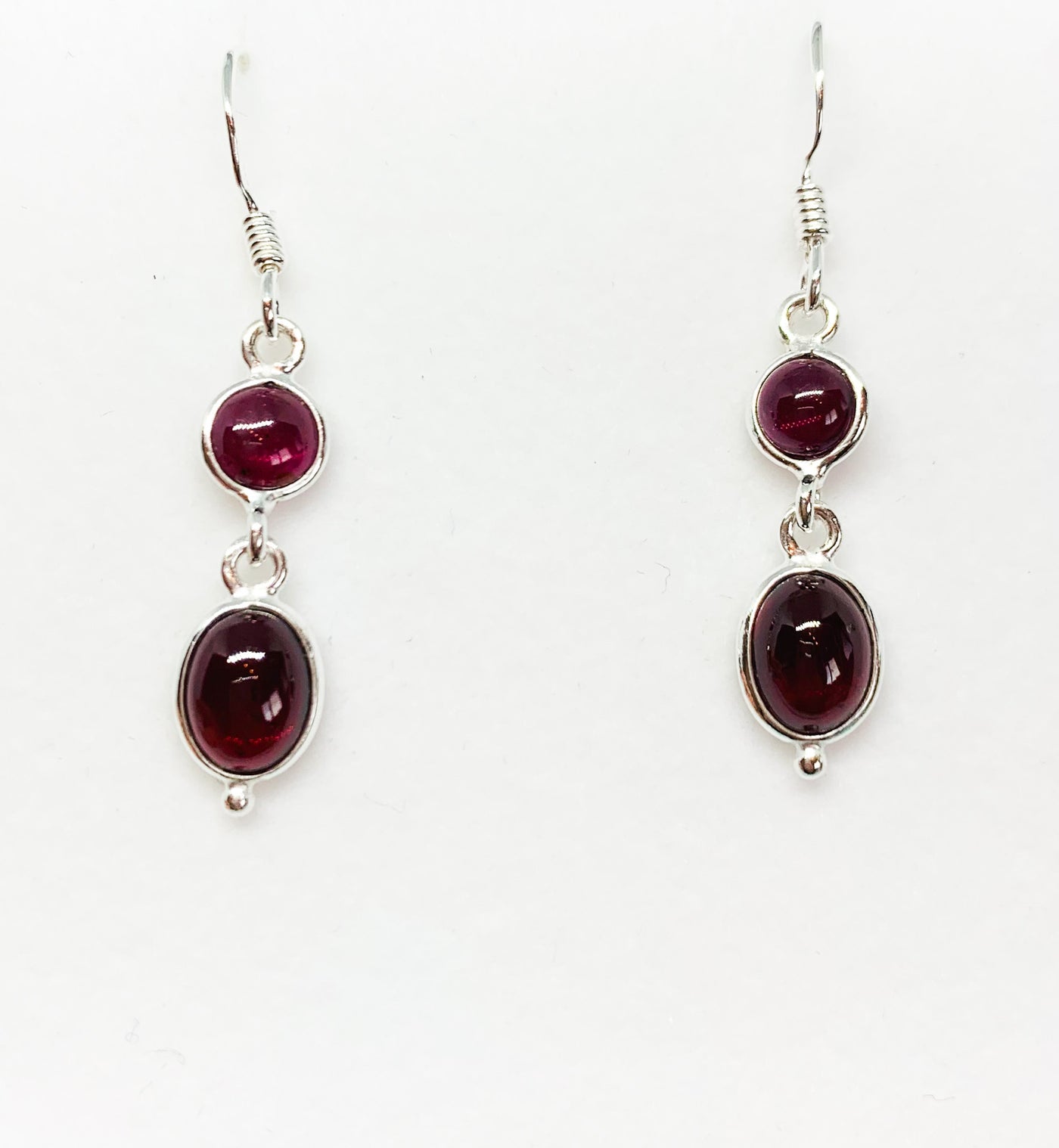 Garnet Double Stone Drop Earrings