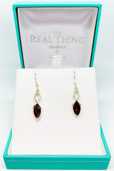 Garnet Marquis Loop Drop Earrings