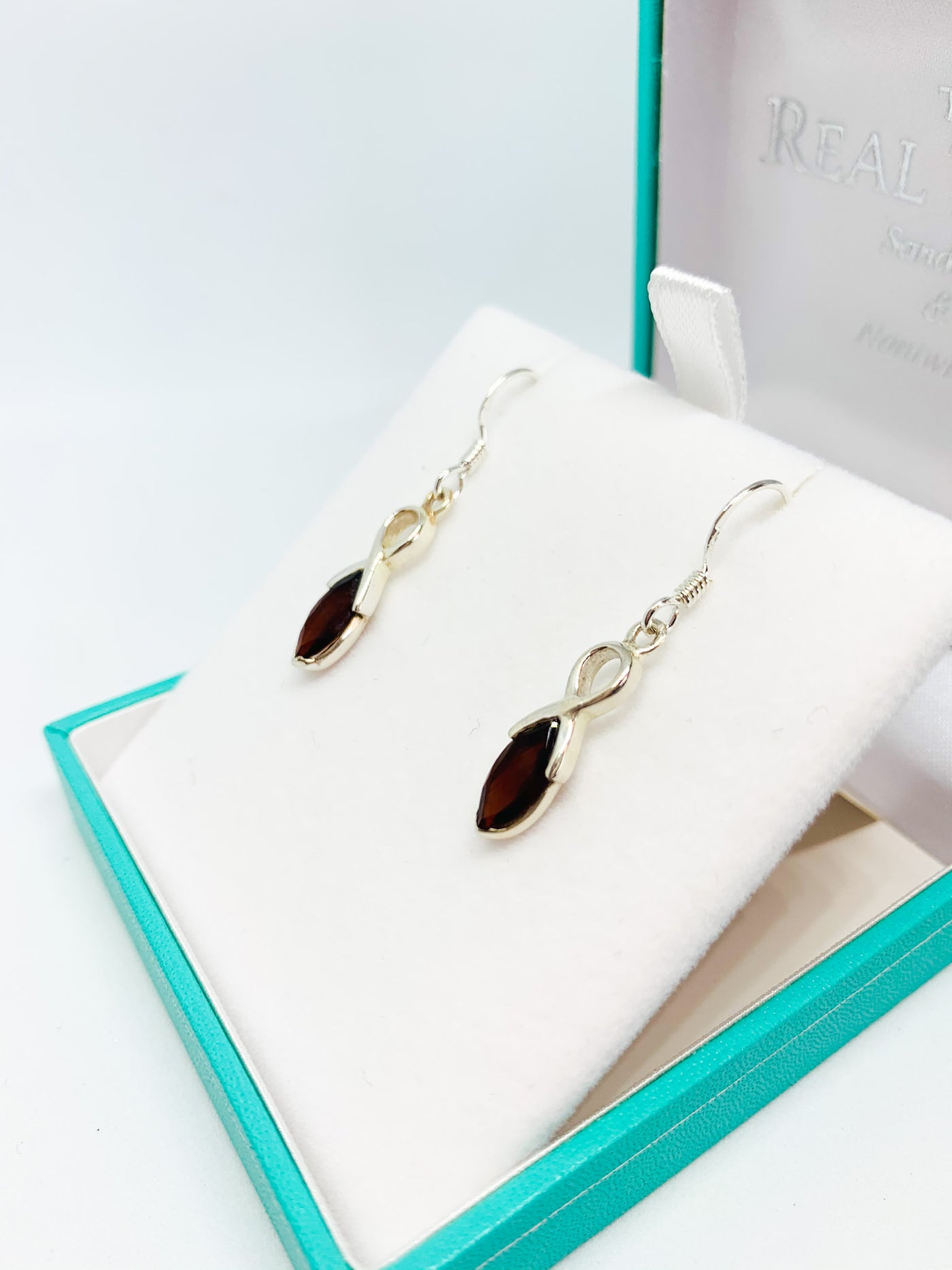 Garnet Marquis Loop Drop Earrings