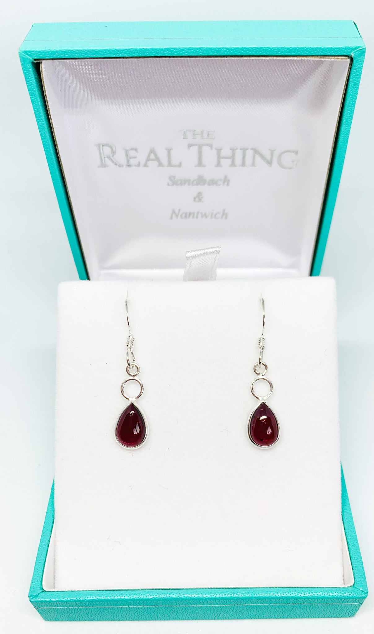 Garnet Teardrop & Dainty Hoop Drop Earrings