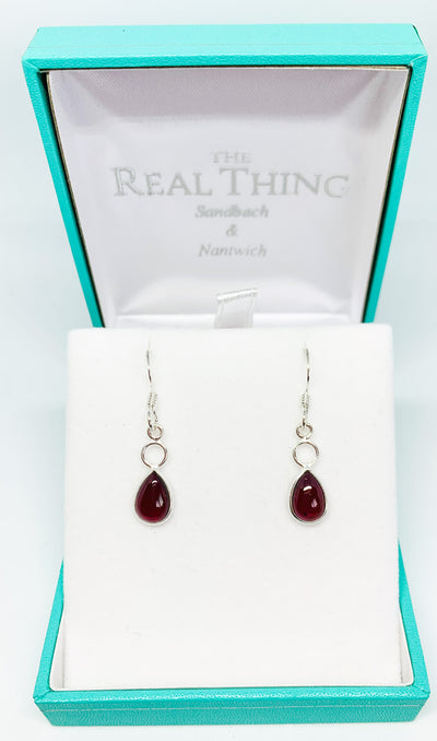 Garnet Teardrop & Dainty Hoop Drop Earrings