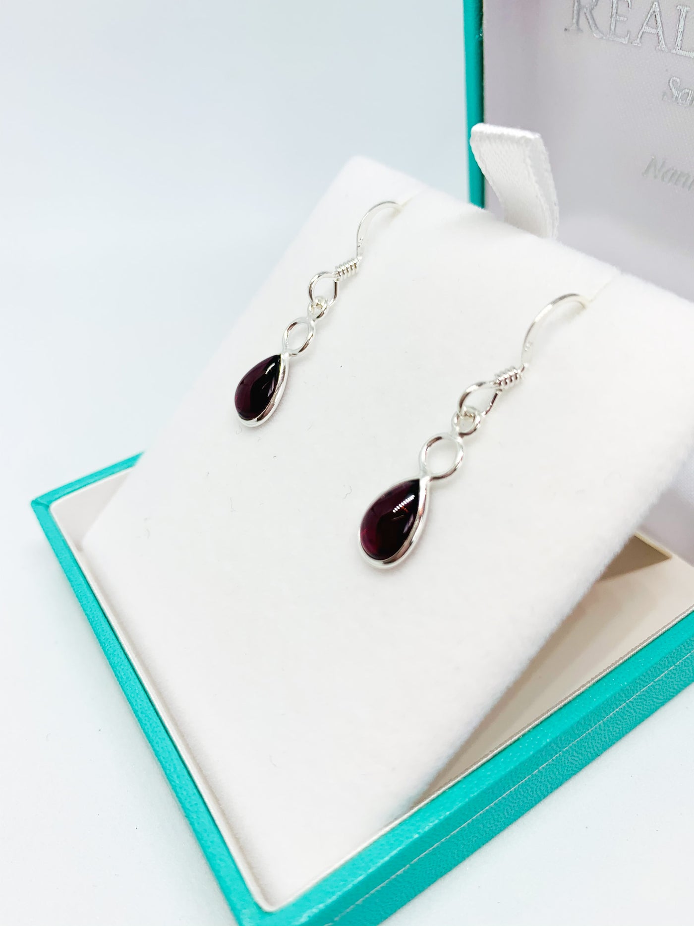 Garnet Teardrop & Dainty Hoop Drop Earrings