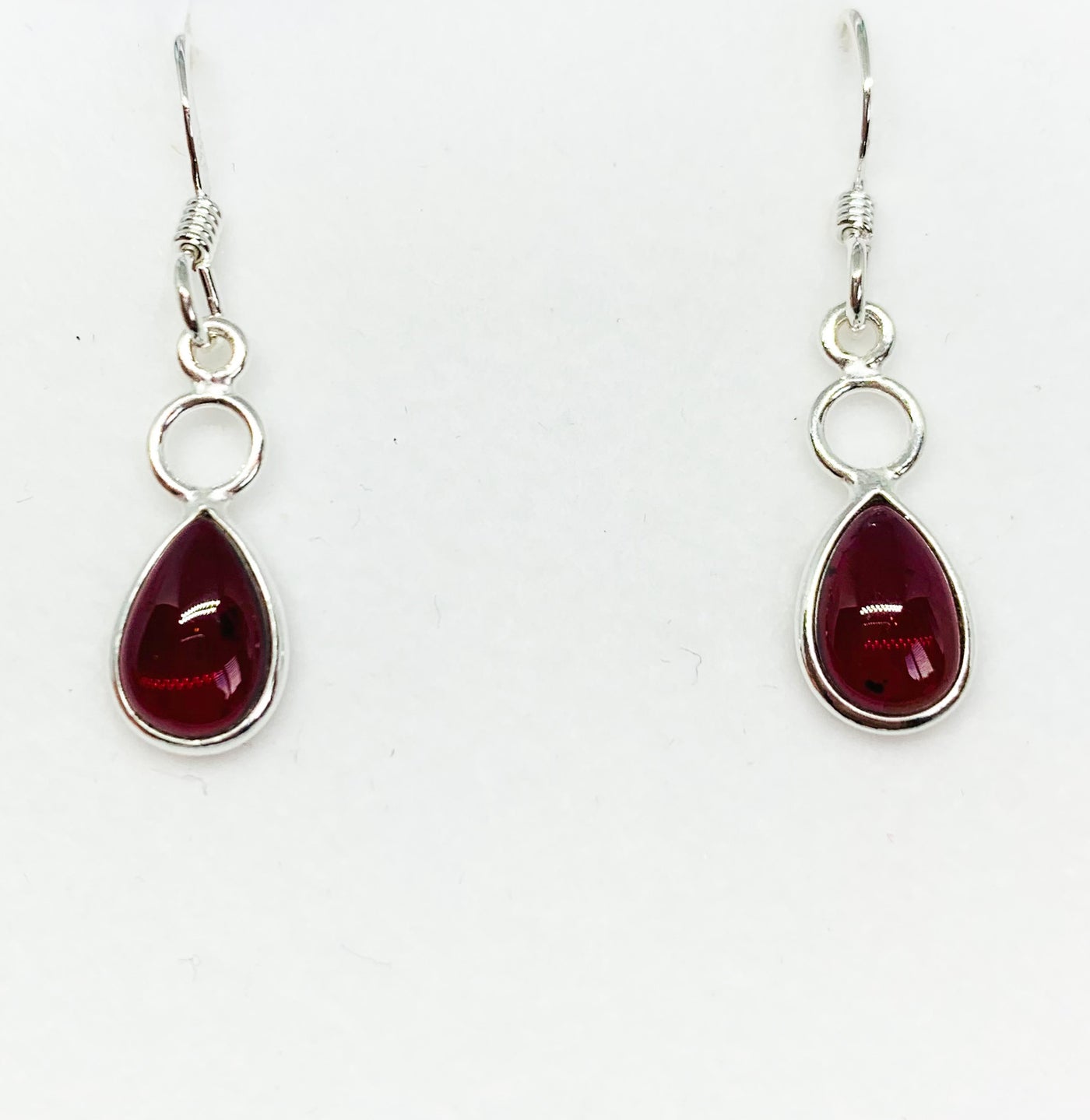 Garnet Teardrop & Dainty Hoop Drop Earrings