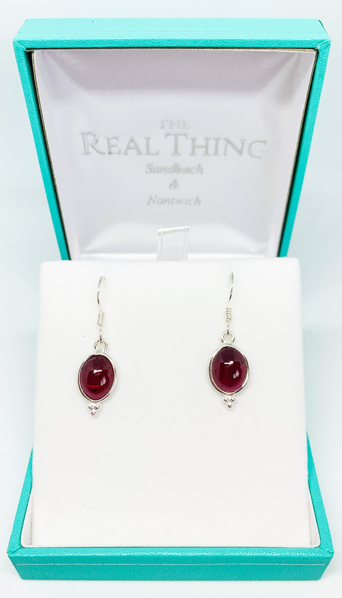 Garnet Oval Drop Earrings