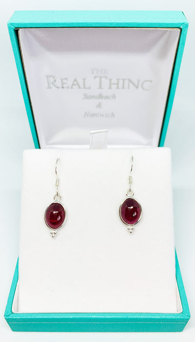 Garnet Oval Drop Earrings