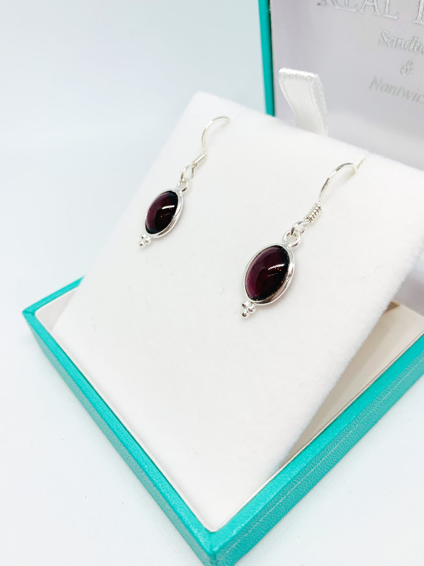 Garnet Oval Drop Earrings