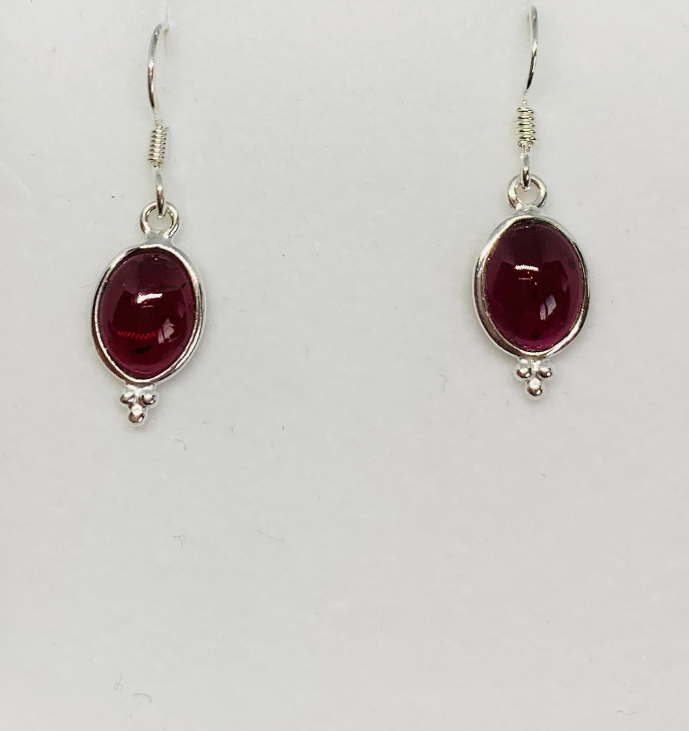 Garnet Oval Drop Earrings