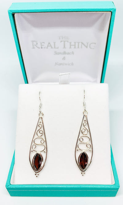Long Fancy Garnet Drop Earrings