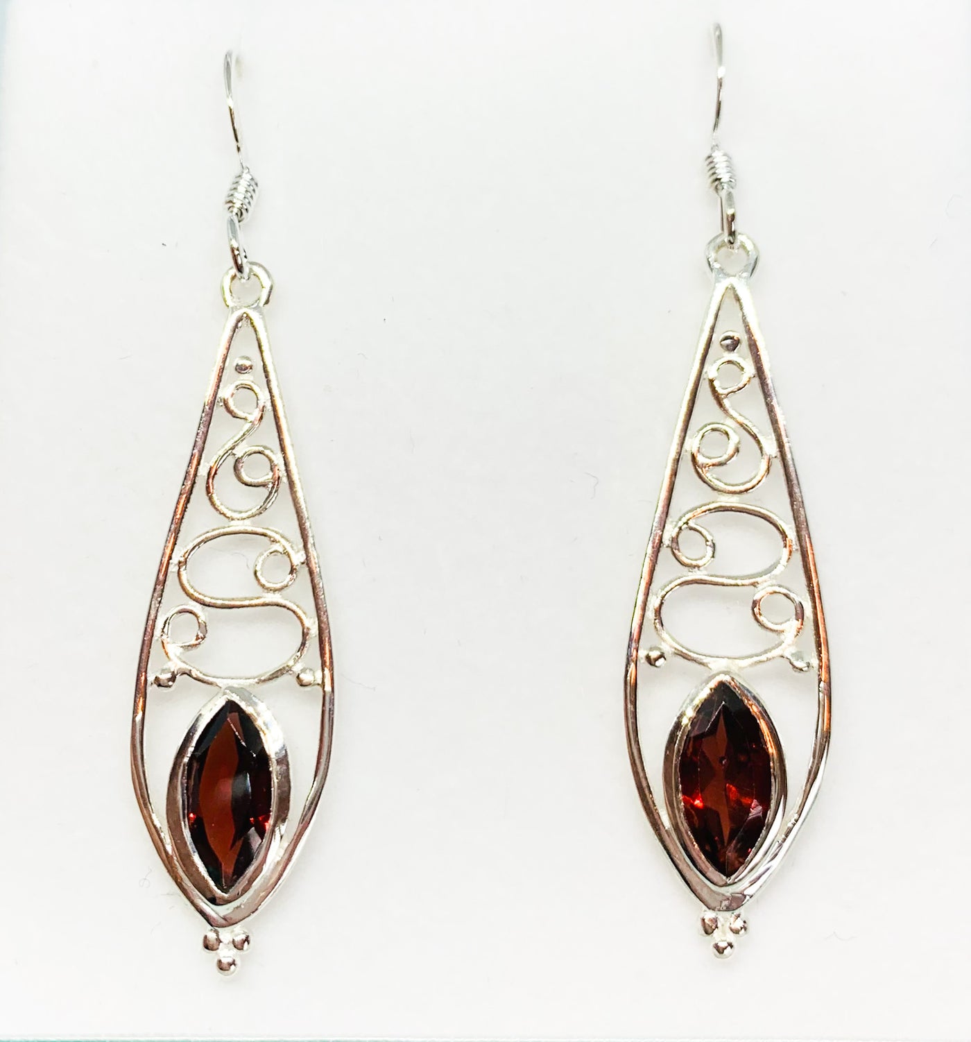 Long Fancy Garnet Drop Earrings