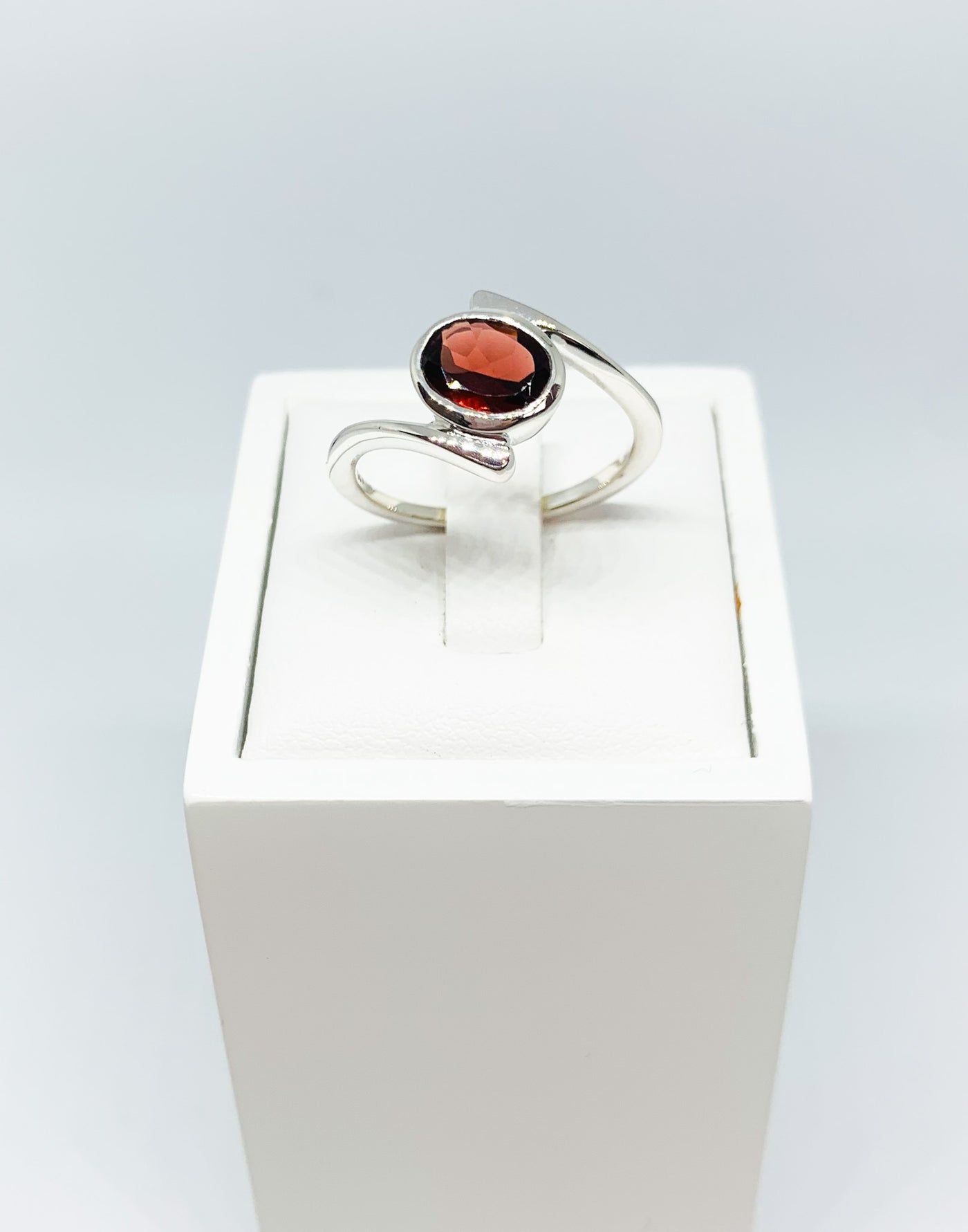 Oval Garnet Twist Ring