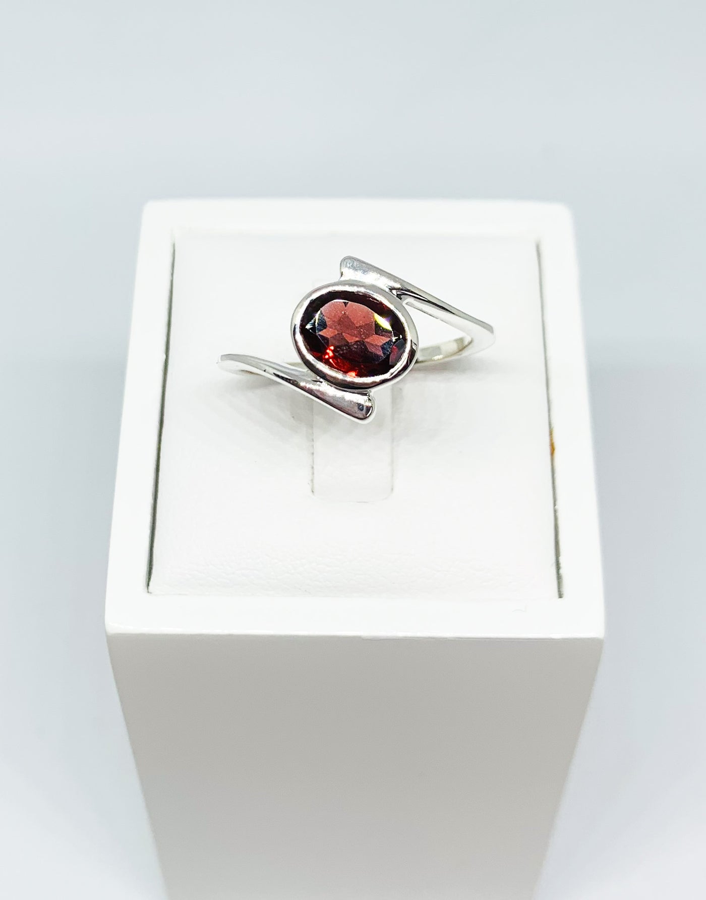 Oval Garnet Twist Ring