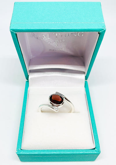 Oval Garnet Twist Ring