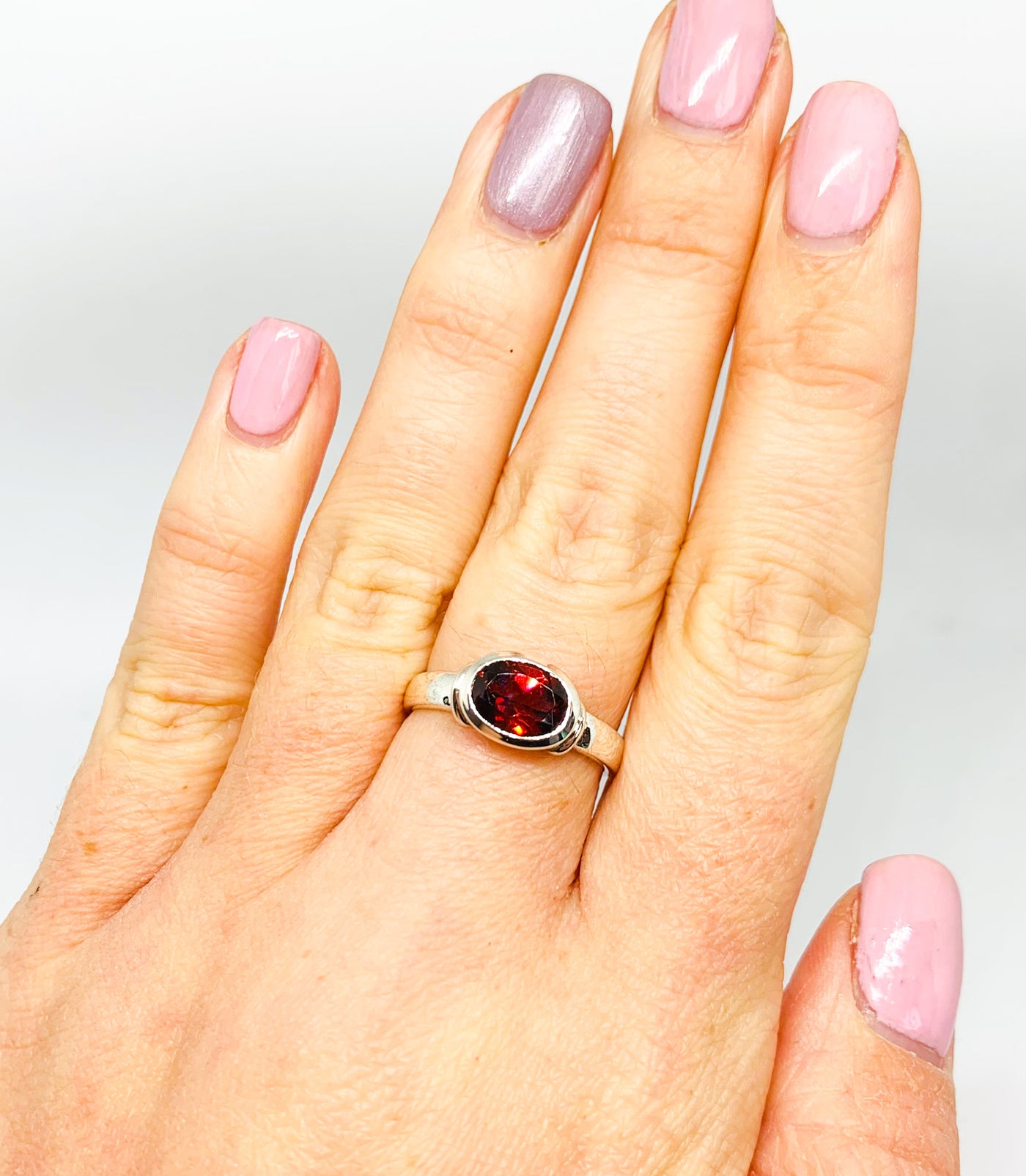 Chunky Oval Garnet Ring