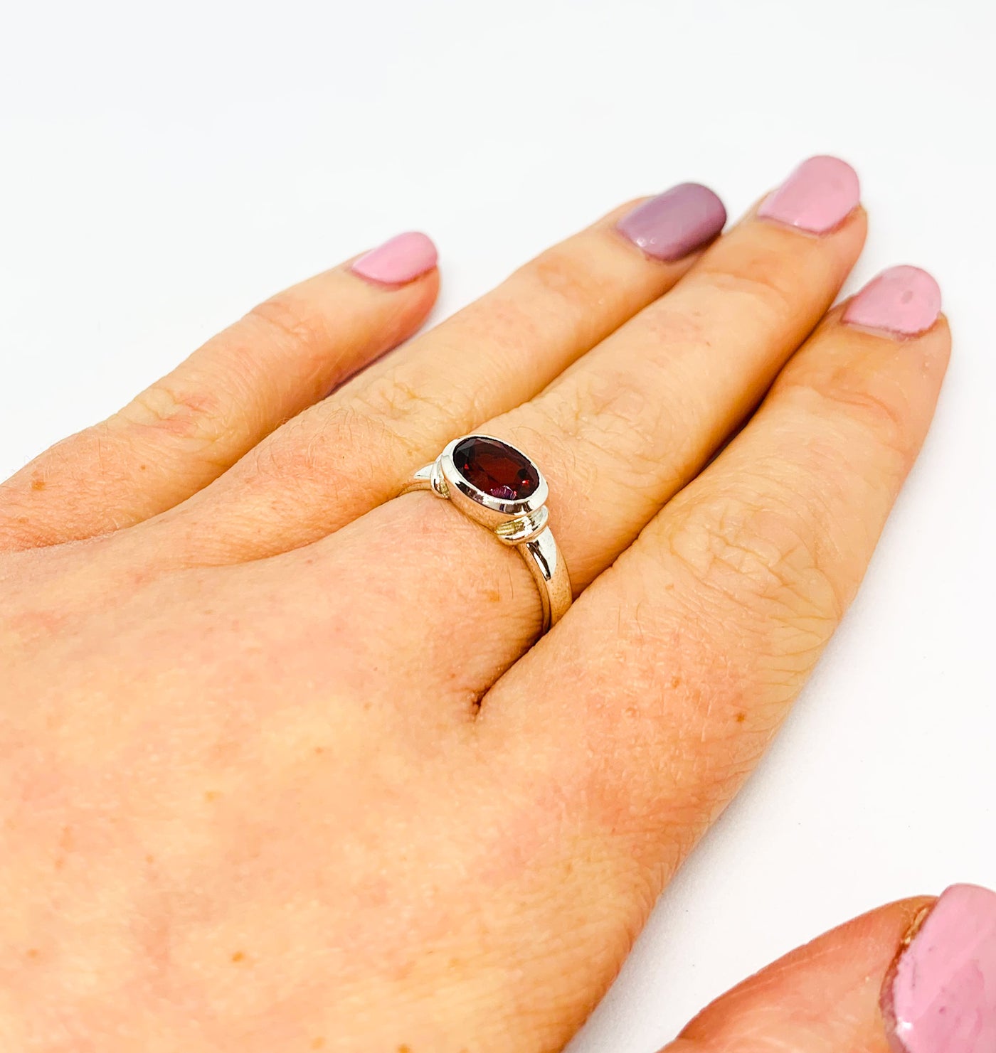 Chunky Oval Garnet Ring