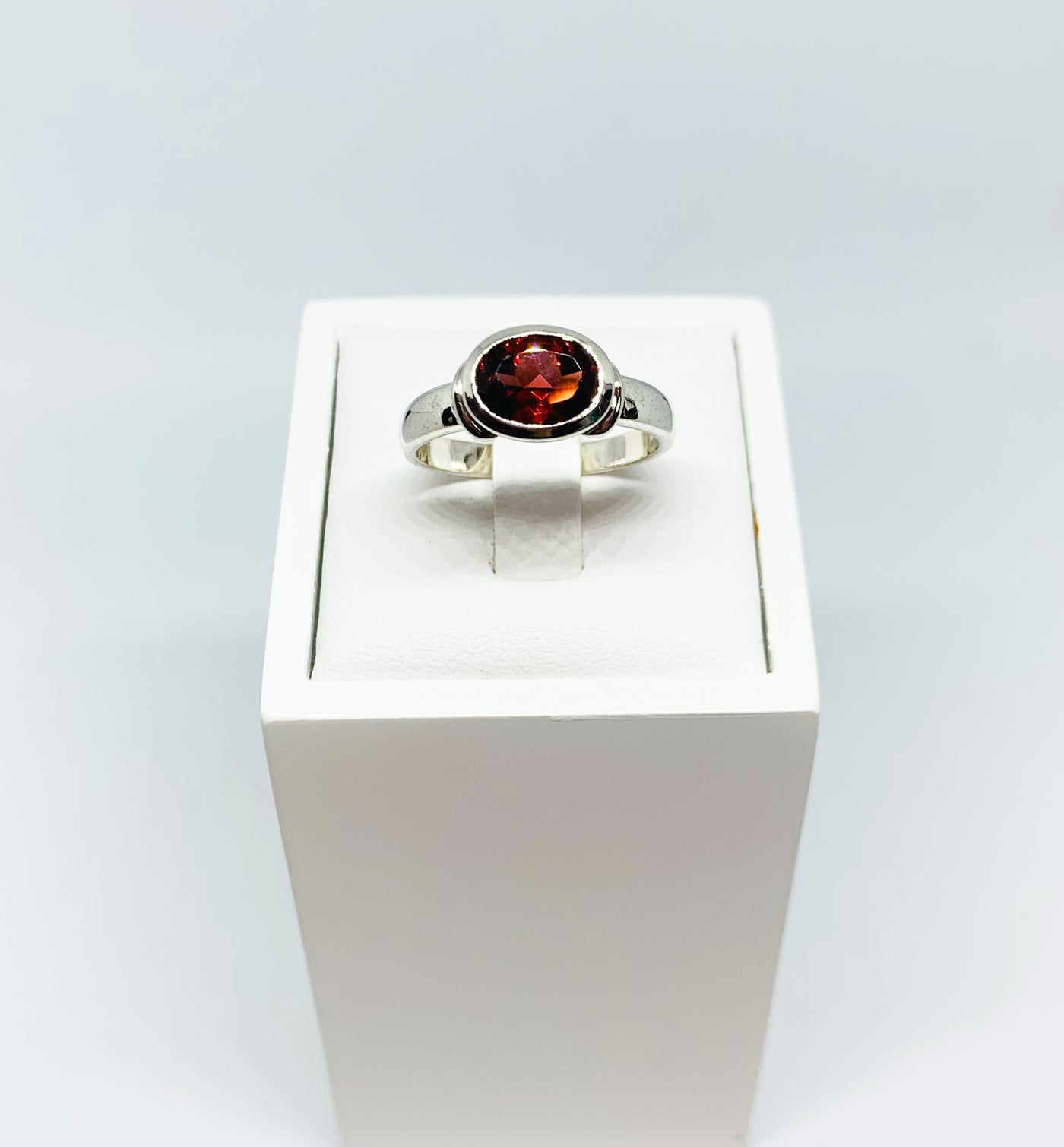 Chunky Oval Garnet Ring