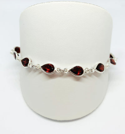 Garnet Teardrop Link Bracelet