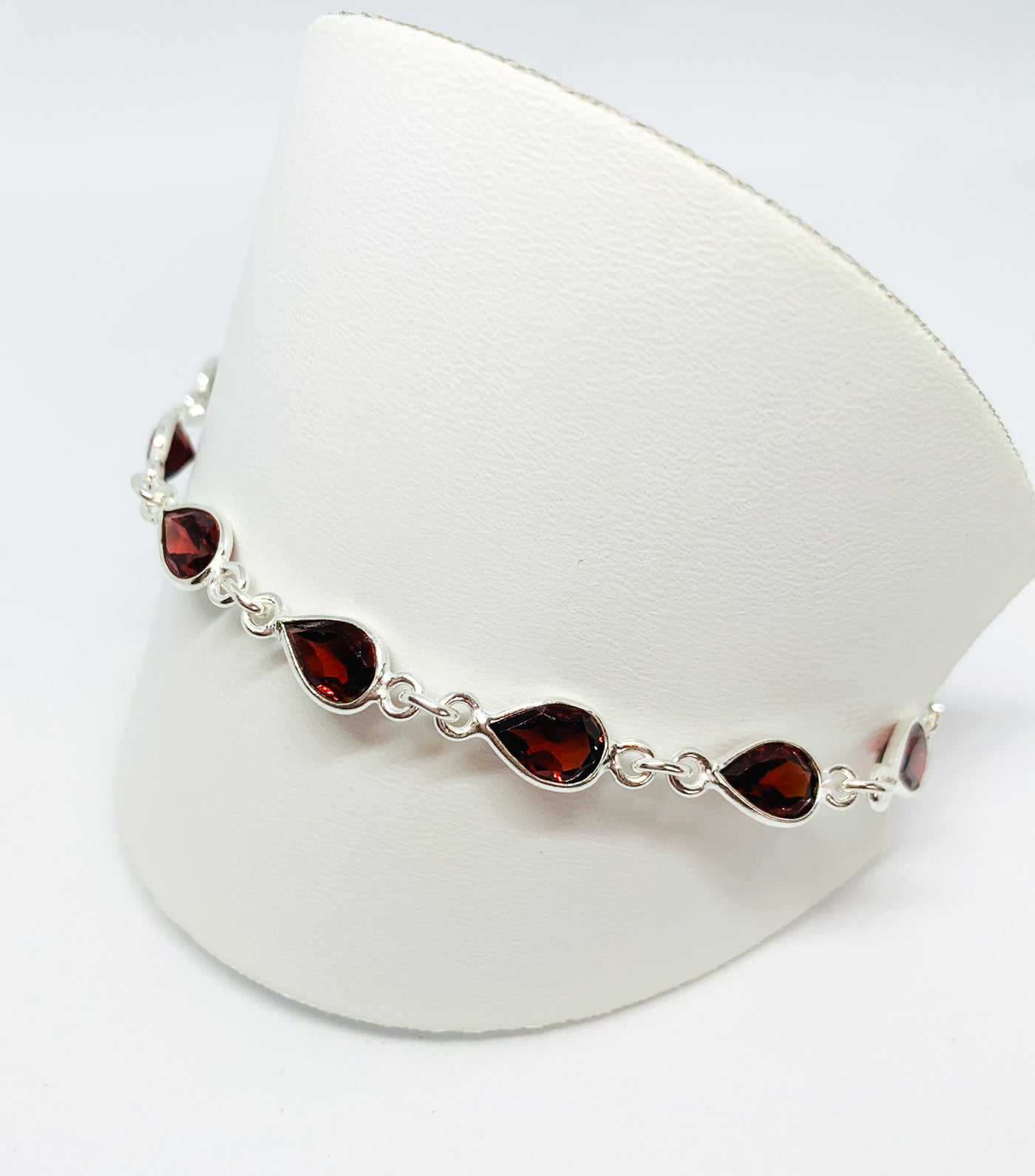 Garnet Teardrop Link Bracelet