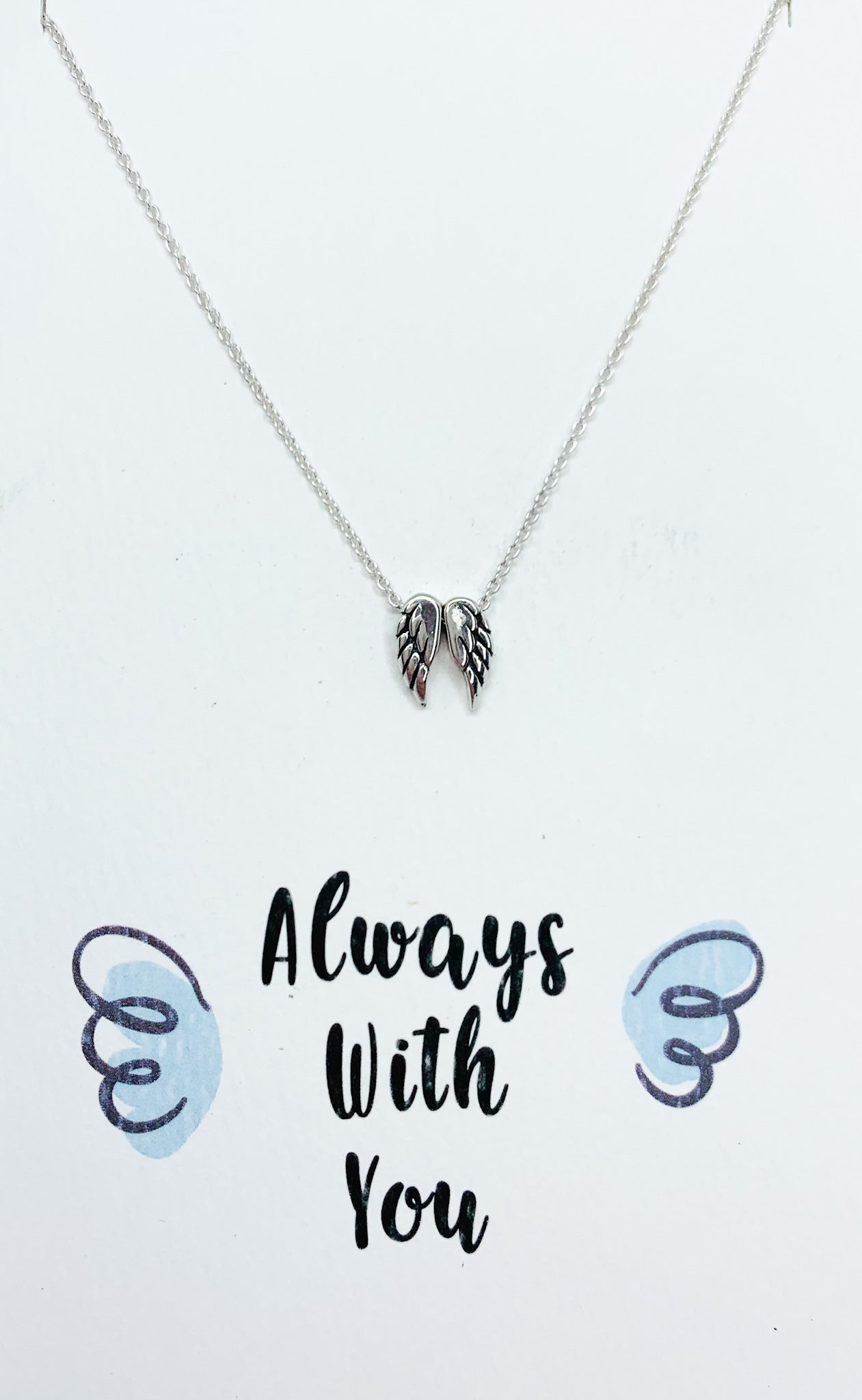 silver angel wings necklace