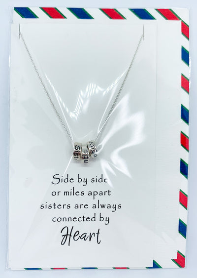 Sisters Connected By Heart Necklace
