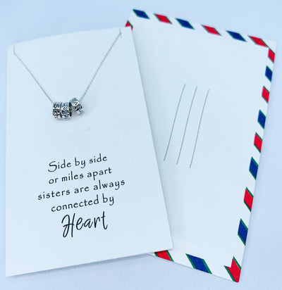 Sisters Connected By Heart Necklace