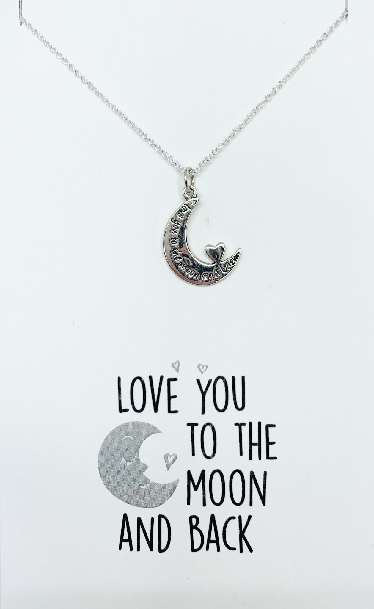 Silver Love You To The Moon Necklace