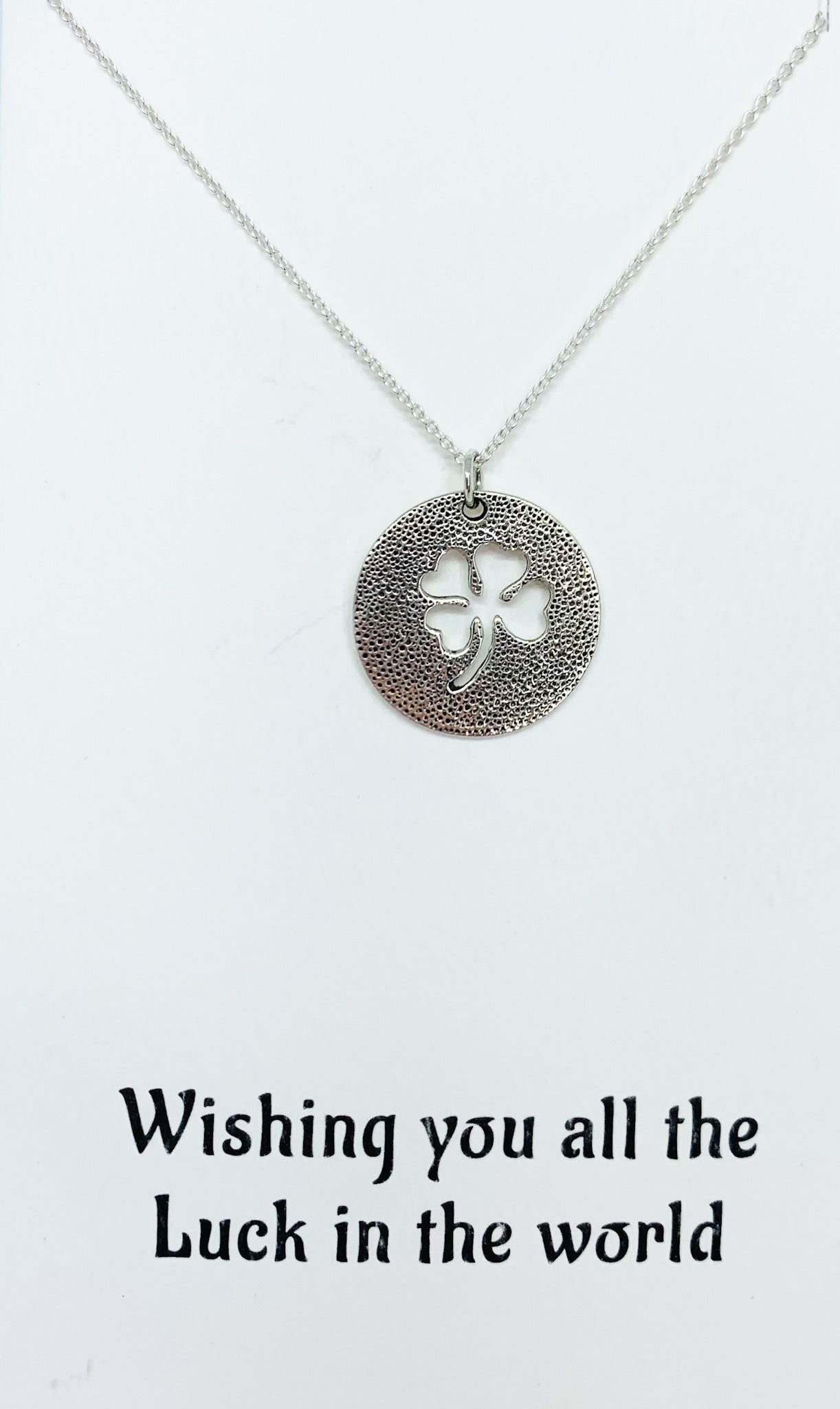Silver lucky clover necklace