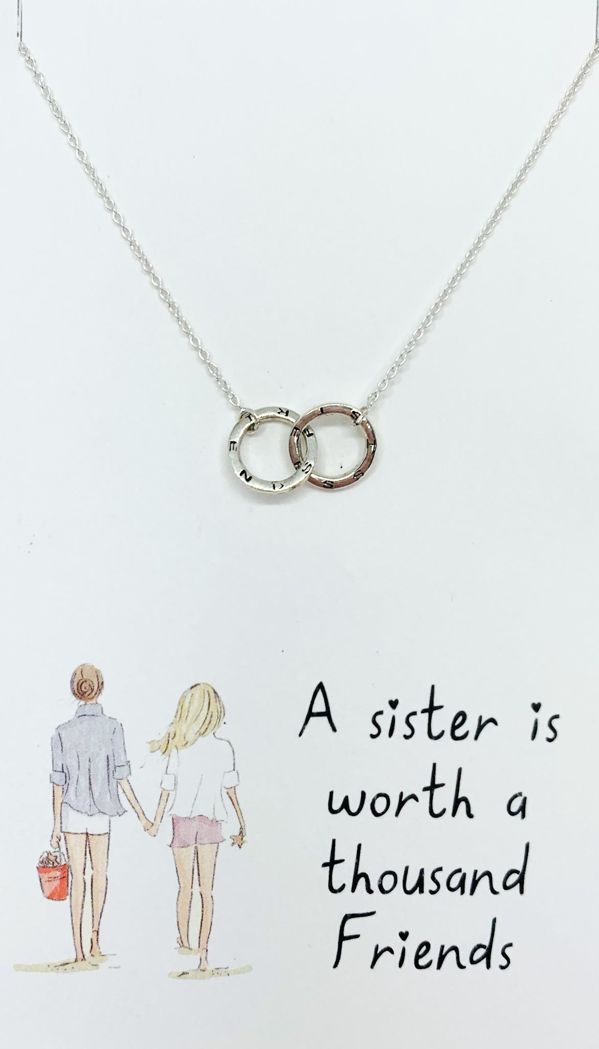 silver Linked Rings Sisters Necklace