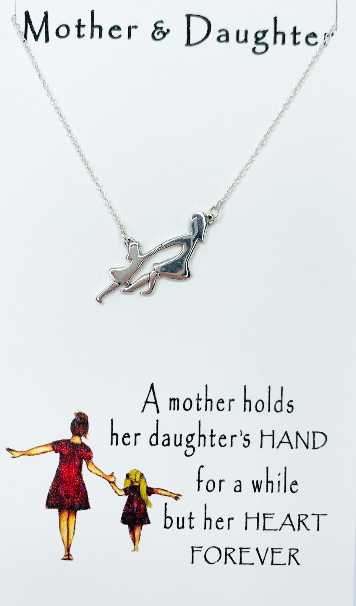 mother & daughter silver necklace