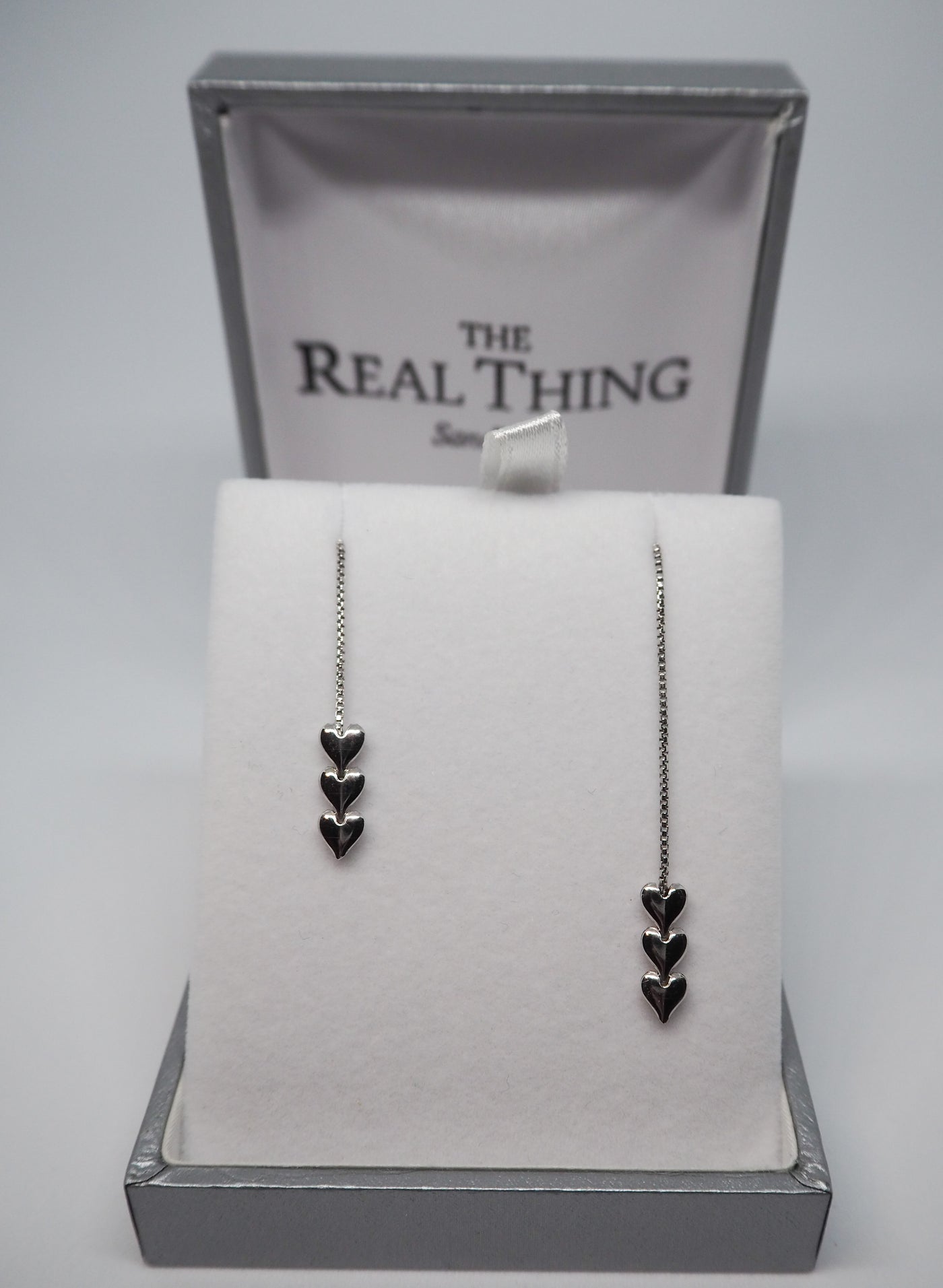 Silver Heart Pull Through Earrings