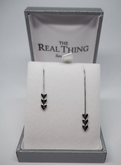 Silver Heart Pull Through Earrings