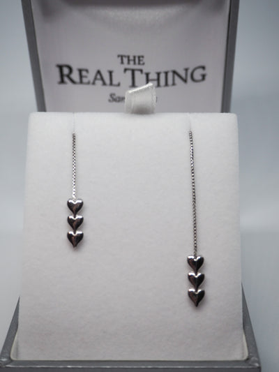 Silver Heart Pull Through Earrings