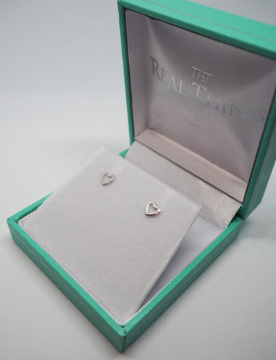 Open Heart Silver Stud Earrings