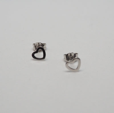 Open Heart Silver Stud Earrings