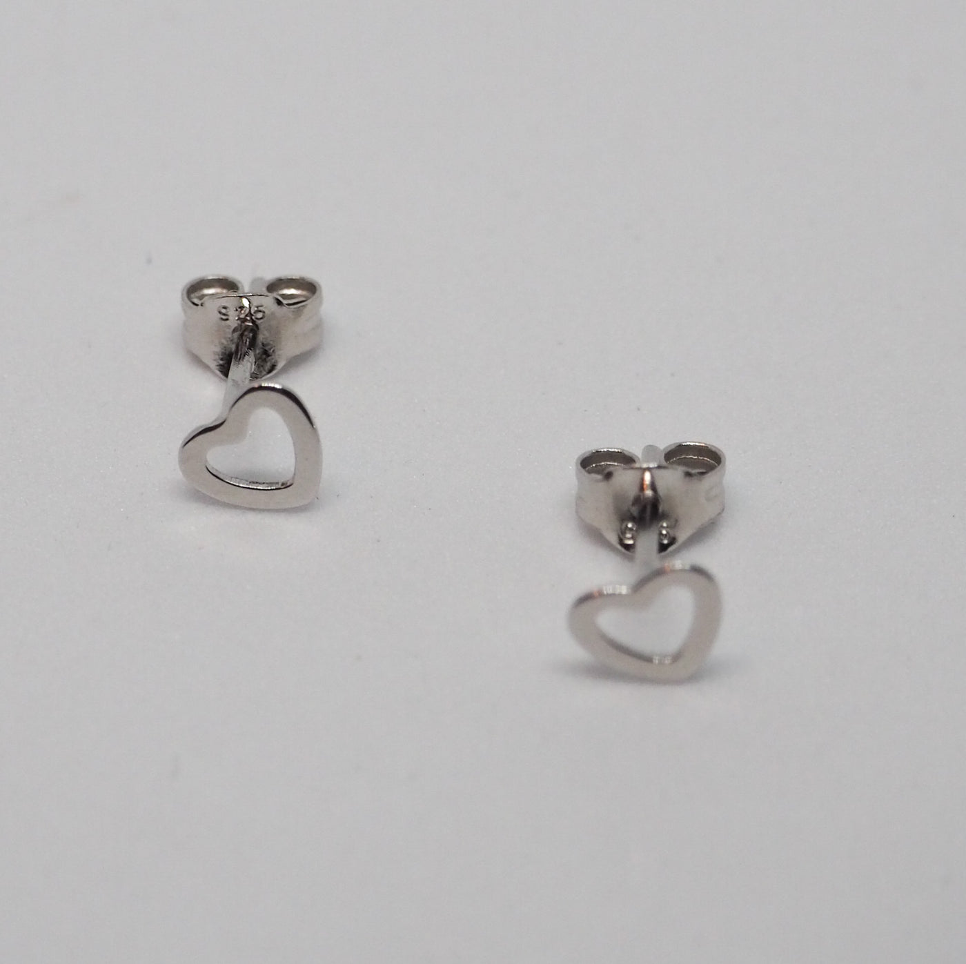 Open Heart Silver Stud Earrings