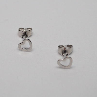 Open Heart Silver Stud Earrings